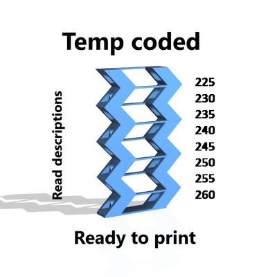 temp tower zig-zag petg abs 225 to 260 by tommi 3d printer test models temperature 3d print model - Mito3D