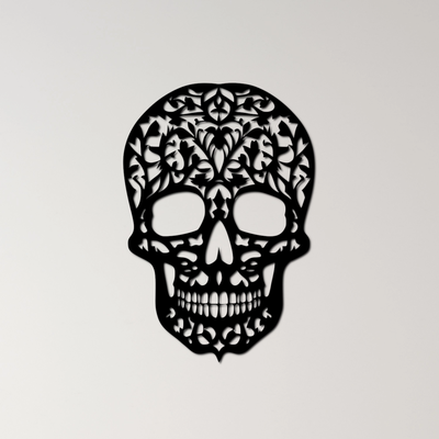 skull wall art by ri0m0 2d bones skeleton death pirate gothic creepy horror anatomy halloween spooky dark head macabre mystery scary eerie rock tattoo 3d print model - Mito3D