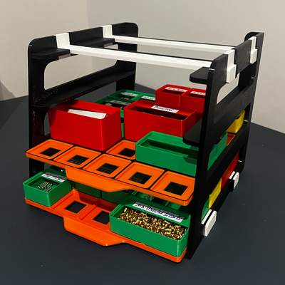 5x5 gridfinity 4 bandeja almacenamiento estante by fresh3design herramientas organizadores diapositiva 3d print model - Mito3D