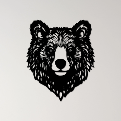 orso parete arte by ri0m0 2d fauna selvatica natura foresta bruno grizzly animale peloso potente selvaggio conservazione habitat forza carnivoro bosco ruggito predatore all'aperto maestoso 3d print model - Mito3D