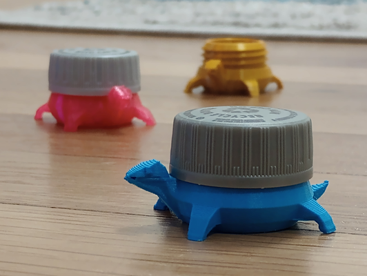 low-poly bottle cap creature remixed by tommi miniatures animals poly turtle 3d print model - Mito3D