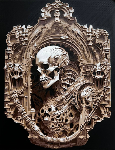 skeleton mirror by donmatis art models filamentpainting hueforge 3d print model - Mito3D
