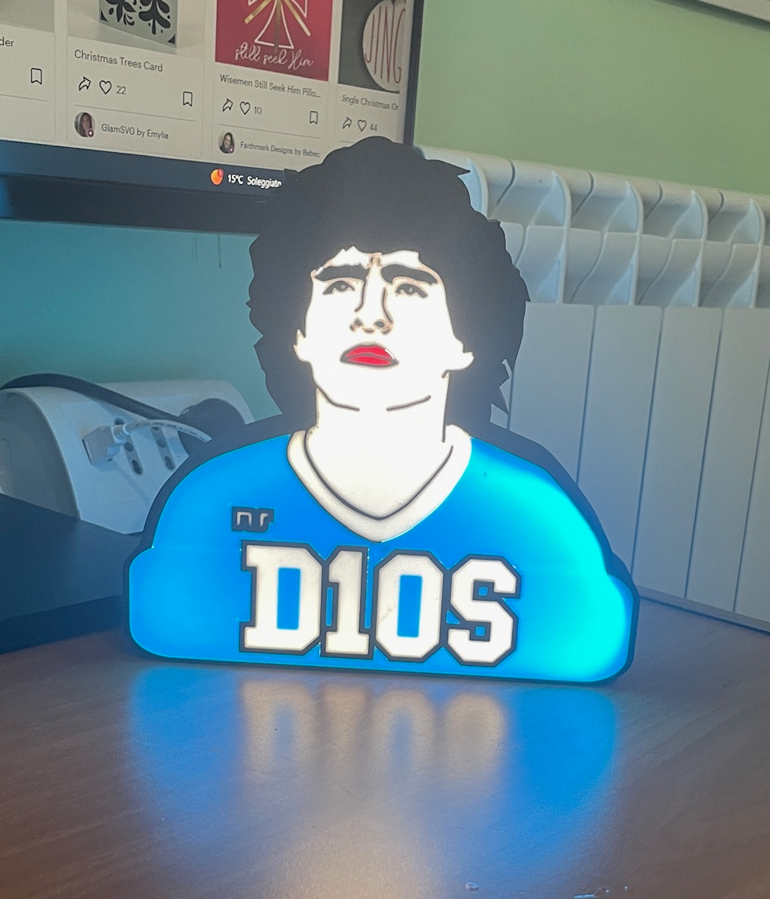 d10s lámpara by creoin3d arte señales logos deporte fútbol nápoles diego led p1s a1 decoración 3D print model - Mito3D