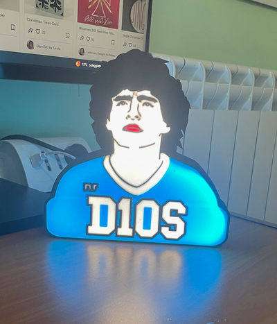 d10s lampe by creoin3d kunst zeichen logos sport fußball neapel diego led p1s a1 dekor 3d print model - Mito3D