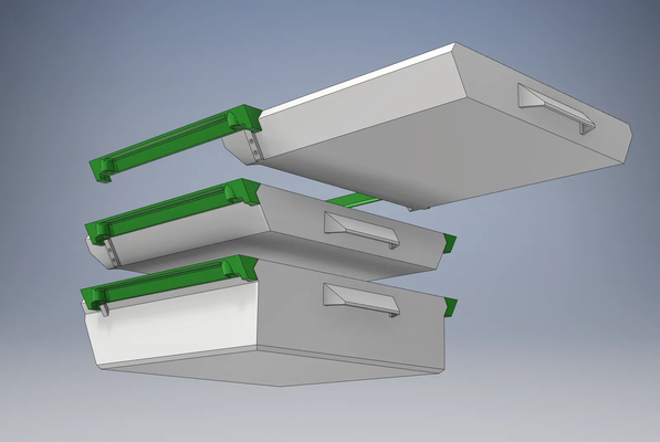 bureau tiroir double voyage s'arrête remixé by fille conception outils organisateurs pied organisation espace rangement 3d print model - Mito3D