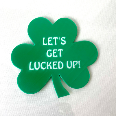 shamrock clover coaster lucked up st patrick's day by kndesigns3d household decor saint patrick 3d print model - Mito3D