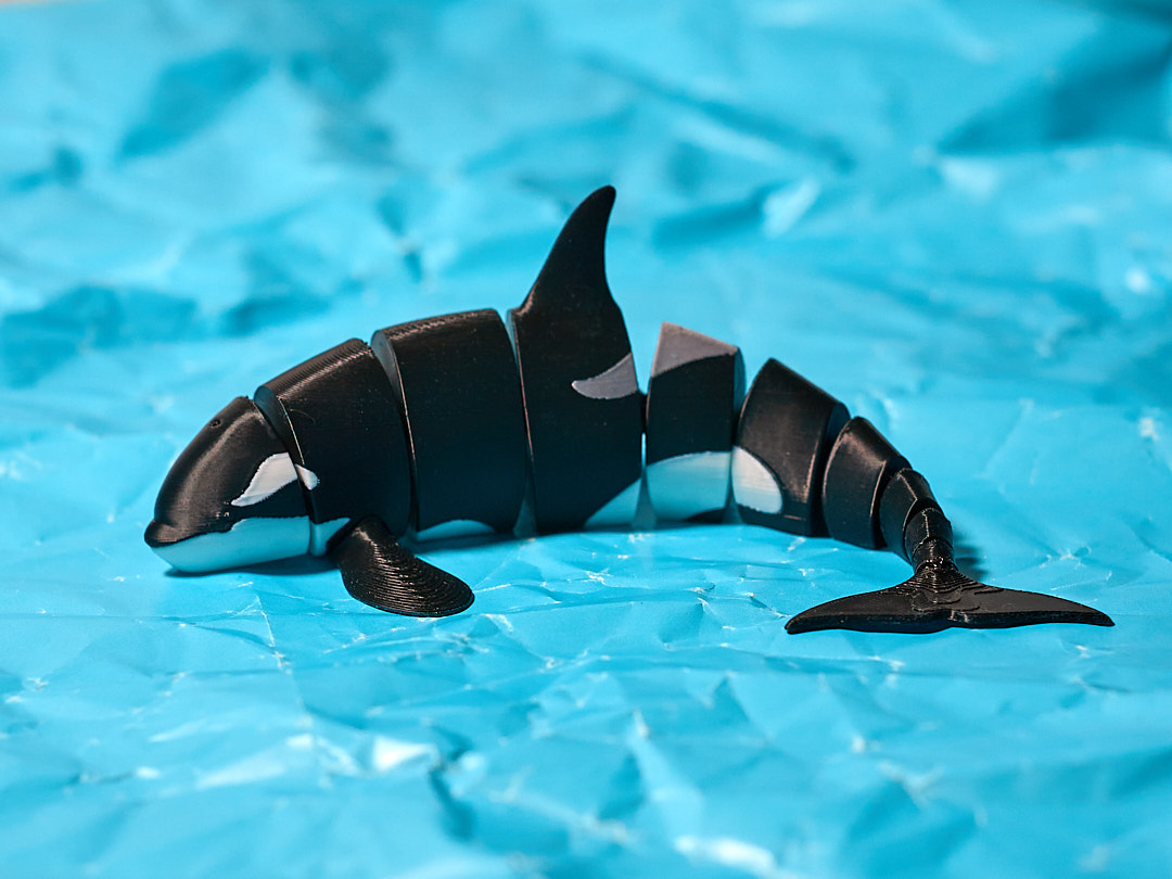 articulado orca by fosco brinquedos jogos personagens baleia assassino killerwhale articualated articulação flexi animal multicolorido pla ams suporte figura ação fácil easytoprint 3D print model - Mito3D