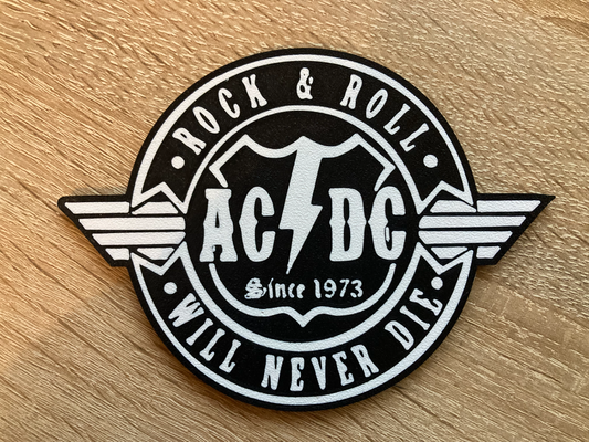 ac dc rock amp roll ölmek by yakubhroch sanat işaretler logolar acdc kaya bardak altlığı 3d print model - Mito3D