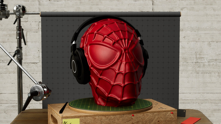 spiderman headset stand holder by mateibocancios household office spider man marvel headphone fun gadget accesories storage web desk art deco peter parker p1s x1c bambulab hanger 3d print model - Mito3D