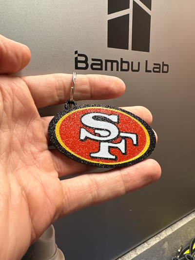 san francisco 49ers multi color portachiavi by davedesigns3d arte segni loghi santo niners calcio nfl chiave catena squillare giocattolo multicolore colore ams x1c light p1p p1s a1 mini facile 3d print model - Mito3D