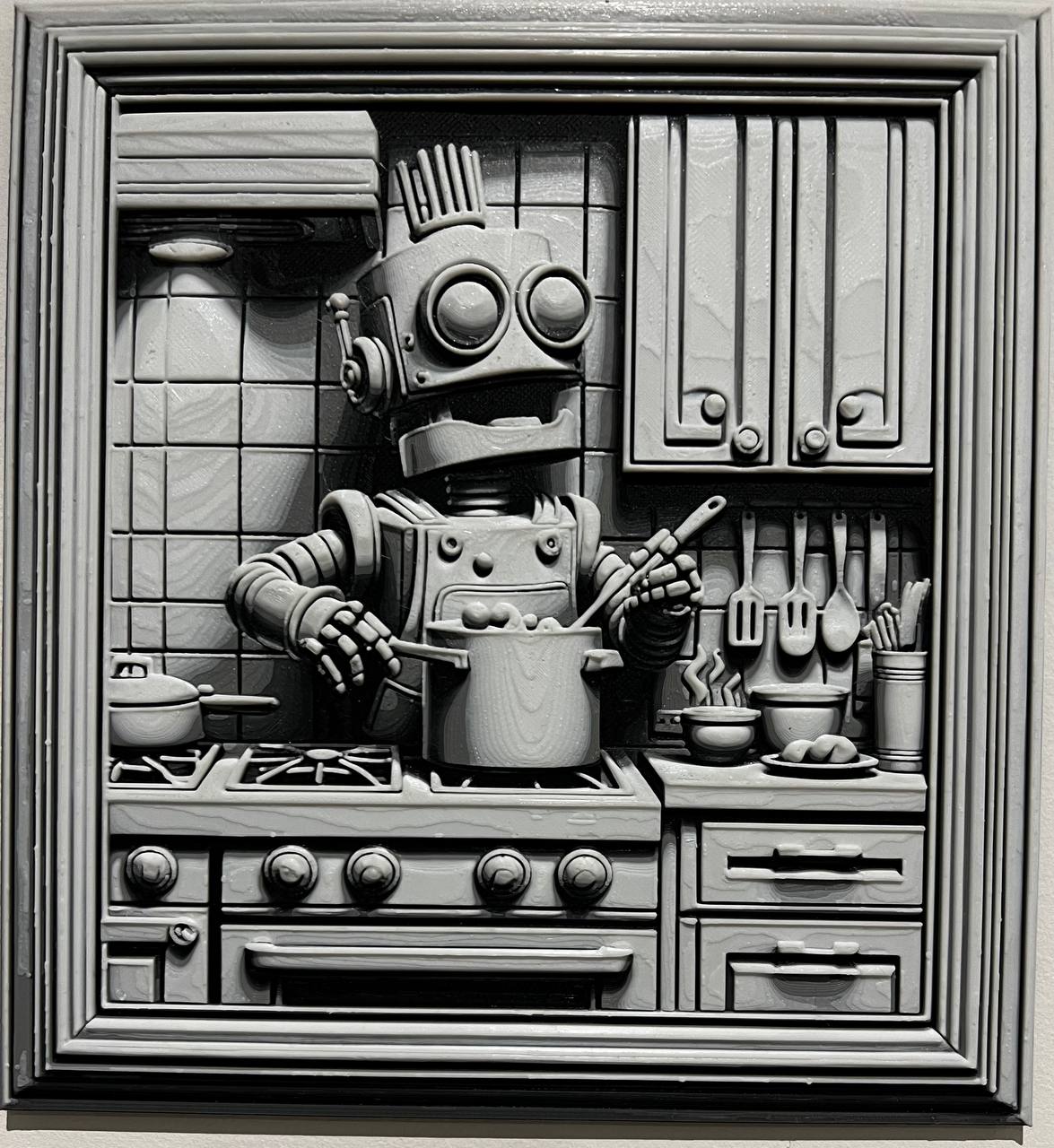 robot kitchen chef by donmatis arte modelos forja sombreros pintura filamentos 3D print model - Mito3D