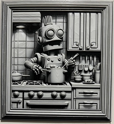 robô kitchen chef by donmatis arte modelos forja chapéus pintura filamento 3d print model - Mito3D