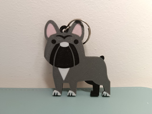 französisch bulldogge schlüsselbund by valeria momo mattia kunst 2d schlüsselring hündchen marionette hund liebeshund woff bau 3d print model - Mito3D