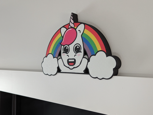 unicorno porta or mensola decorazione by vinaccia elbichón domestico arredamento arcobaleno 3d print model - Mito3D