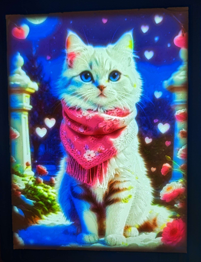 lithophan liebe katze valentinstag kunstwerk 2024 by statusd112 generativ 3d modell hutschmiede kätzchen schön kunst herz schnee rosen winter box vorlage bündeln anzeige fall mantel 3d print model - Mito3D