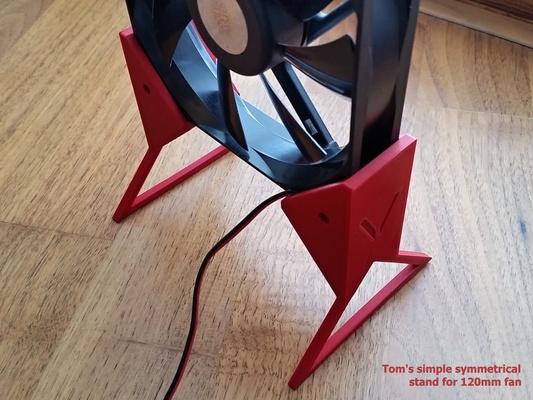 tom's semplice simmetrico in piedi 120mm fan v1 by tom v t 3d stampante accessori aria flusso montare printrbot ventilatore 3d print model - Mito3D