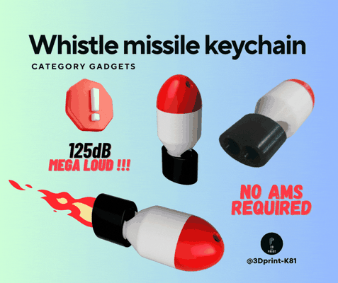 whistle missile keychain by 3dprint-k81 tools gadgets whistles easy easyprint fast fastprint gadget kid accessories accessory loud 3d print model - Mito3D