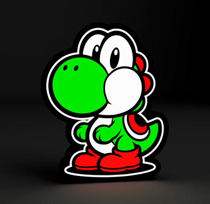 yoshi mario evren ışık kutusu led lamba ams hazır 4 renkler by 3dacores oyuncaklar oyunlar karakterler süper hafif kutu 3d print model - Mito3D