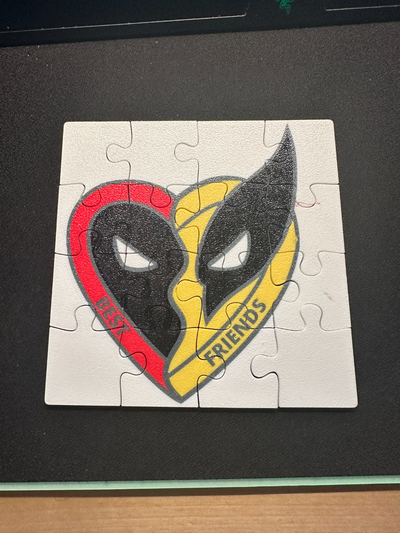 deadpool wolverine friends 4x4 120mm puzzle by ondrovic toys & games puzzles 3 marvel 2d art 3d print model - Mito3D