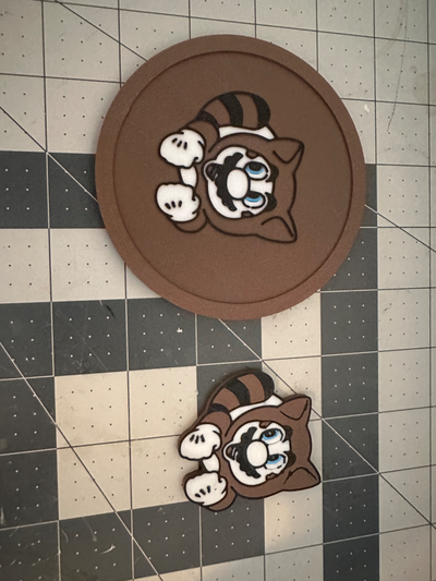 tanooki mario coaster aimant by claw prints ménage décor kart super 3d print model - Mito3D