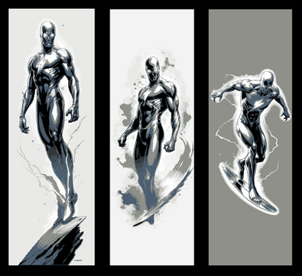 fan art set of 3 bookmarks - concept marvel comic character silver surfer by mclanesmemories 2d fanart book mark bookmark marker hueforge silversurfer 3d print model - Mito3D