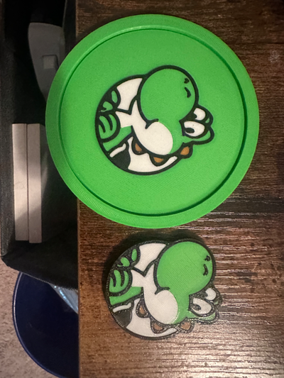 yoshi coaster magnet by claw-prints household decor mario super nintendo kart party 3d print model - Mito3D