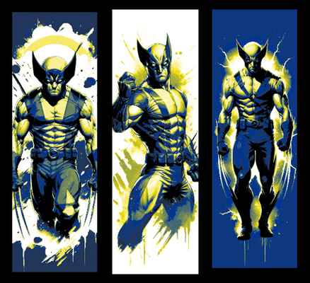 fan art set of 3 bookmarks - concept marvel comic character x-men wolverine by mclanesmemories 2d xmen book comicbook mark marker bookmarker hueforge fanart 3d print model - Mito3D