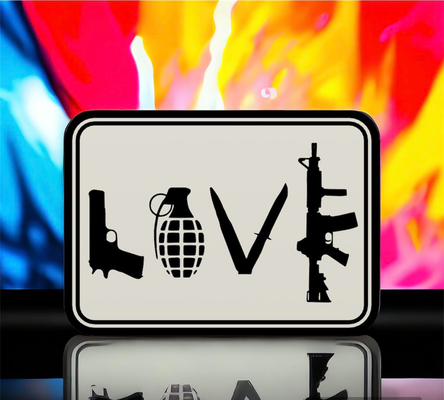 love weapons led lamp by codyinbody3 art models loving valentines day grenade assault rifle gun pistol bullet knife ams multicolor attachment bambu printer piece connector wall hanger desk topper lover guns light lightbox electric lights 3d print model - Mito3D