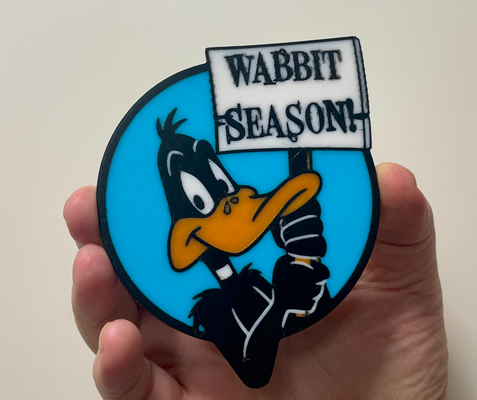 wabbit season coaster by 3dprintsmom household house models ams multi color daffy duck 3d print model - Mito3D