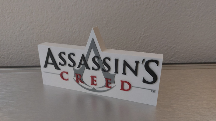 assassins creed logo by king art signs & logos sign games assassin's 3d print model - Mito3D