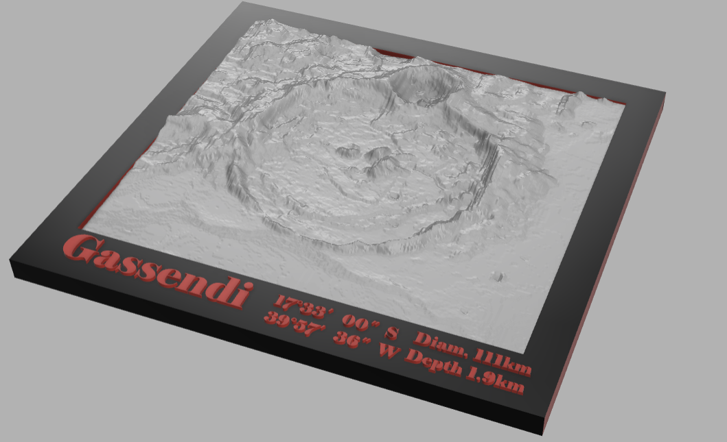 gassendi krater by lucavid04 kunst zeichen logos mond nasa luna 3D print model - Mito3D