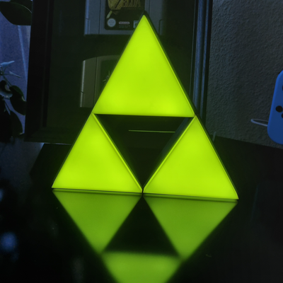 zelda triforce logo led lamp by drschiduwi art signs & logos nintendo 64 3ds retro game games console nerd breath of wild usb light strip 3d print model - Mito3D