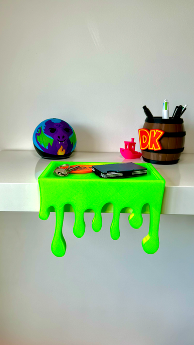 drippy shelf tray by elliottr household decor storagetray driptray accessories keytray walletaccessory key accessory design drip fun melting storage organizer 3d print model - Mito3D