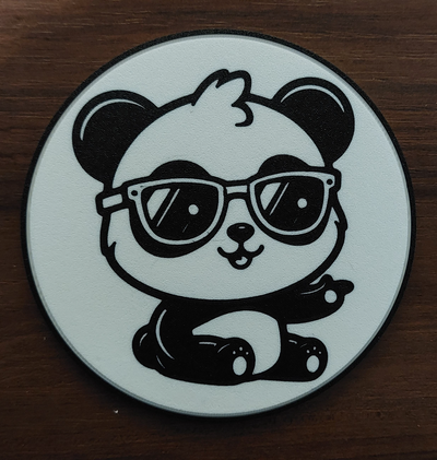 cool panda untersetzer by kundenspezifische kreationen kunst 2d tier brille bier getränk tee kaffee 2dart dekor 3d print model - Mito3D