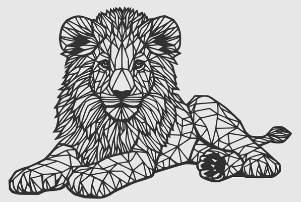 lion's child l wenkind liegend lineart by soulknight1989 art 2d loewe animal 2dart wallart 3d print model - Mito3D