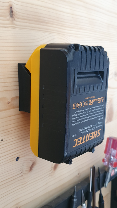 dewalt xr batterie mauer montieren mini by bolza89 werkzeuge wandhalterung 20v halter unterstützung batteriehalter 3d print model - Mito3D