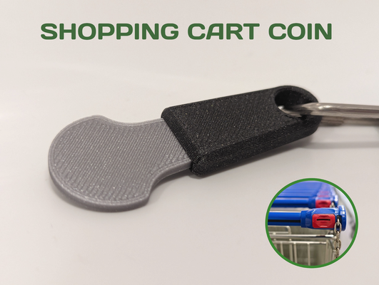 shopping cart coin v2 removable by alexis art & badges card shoping caddie trolley carro euro shoppin tool usefull 3d print model - Mito3D