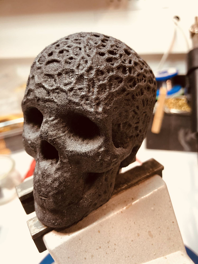 organic skull by fusiology art sculptures head skeleton statue statuette voronoi 3d print model - Mito3D