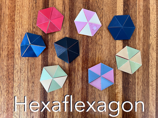 hexágono original agitarse juguete by jetpad juguetes juegos flexagon inquieto plegable infinito multicolor rompecabezas mathart matemáticas origami geométrico arte geometría flexible pokemon 3d print model - Mito3D