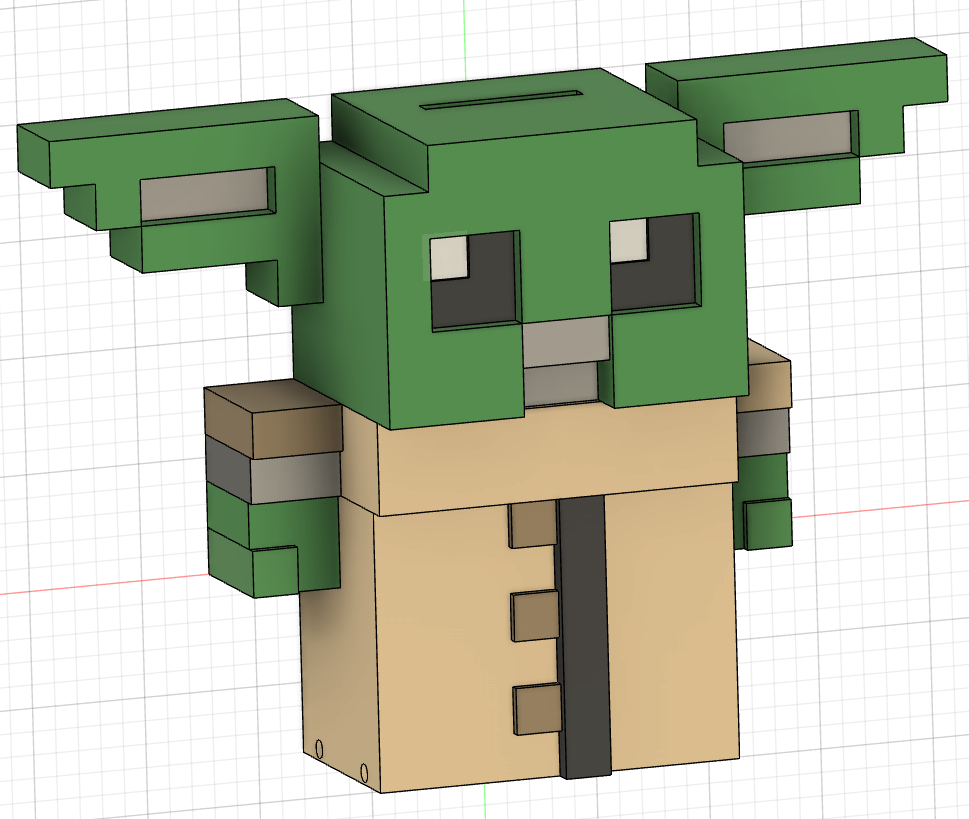 bebé yoda minecraft cerdito banco by circulo arte modelos gorgu dinero 3D print model - Mito3D