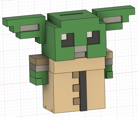 bebek yoda minecraft domuzcuk banka by daire sanat modeller gorgu para 3d print model - Mito3D