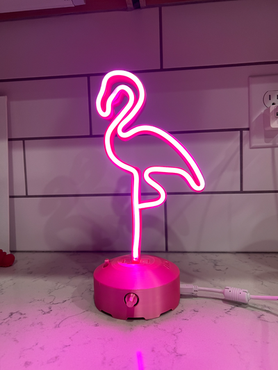 flamingo desktop led neon lamp remixed by coreyborders household decor 3d print model - Mito3D