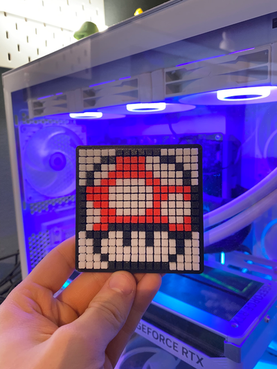 mario mushroom pixel art puzzle by maut3d generative 3d model maker super bros nintendo luigi power up perk ability switch game gaming 3d print model - Mito3D