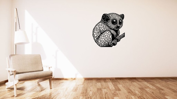 tarsero n rtoun voronoi pared decoración by kutnohormac arte 2d 2dart 2dwallart 3dart 3dwallart animal animales dormitorio hogar casa sala minimalista voronoidesign voronoistyle mural montaje 3d print model - Mito3D