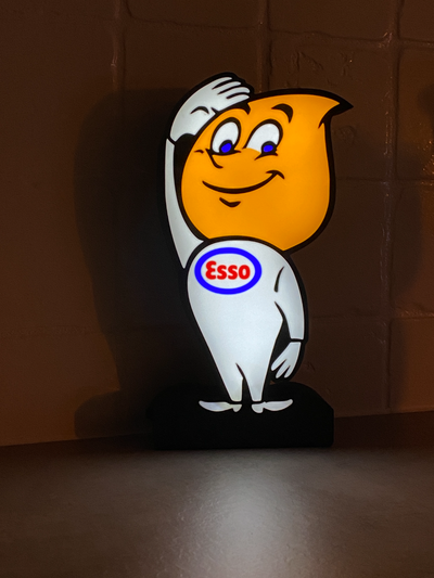 vintage esso man lightbox chargeable18650 battery usb c by mrtk1970 art signs & logos gasoline sign light box ledlamp garage decor mancave cave norwegian americana 3d print model - Mito3D