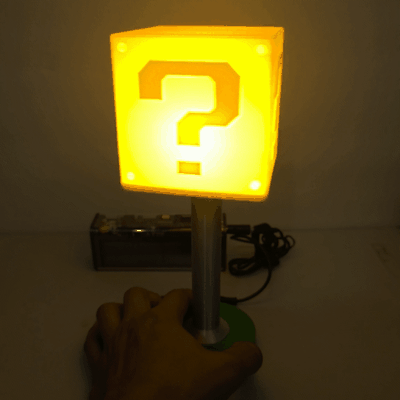 mario question block - lamp by lrcustoms generative 3d model hueforge & lithophane mariobros nintendo escritorio desktop questionbox game yellow 3d print model - Mito3D