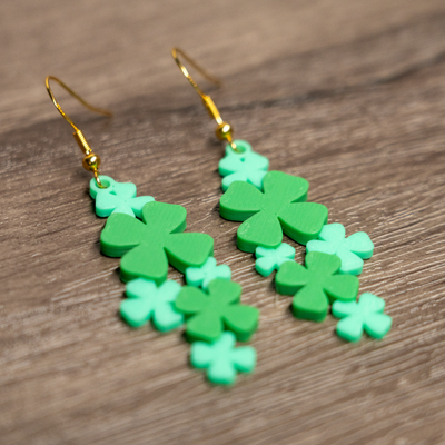 shamrock cluster earrings by altair3d fashion jewelry st patricks day jewelery march 3d print model - Mito3D