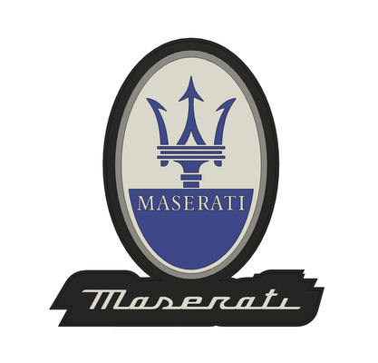 maserati logo signe ams by jabhook art panneaux logos ccar voiture accessoires intoxiqué sport sports exotique luxe porsche lamborghini ferrari bmw 3d print model - Mito3D