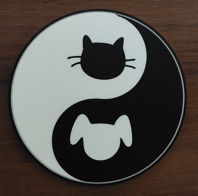 yin yang sottobicchiere by creazionipersonalizzate arte 2d cane gatto animale domestico 2dart arredamento birra bevanda tè caffè 3d print model - Mito3D