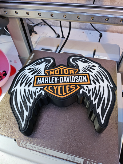 harley davidson led lamba by tommy tabanca sanat işaretler logolar harley davidson hafif kutu kanatlı 3d print model - Mito3D